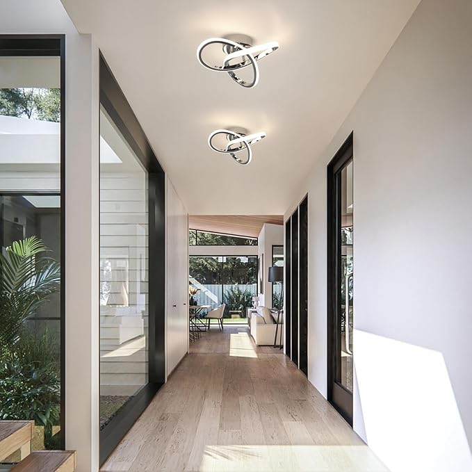 CANEOE Gold Hallway Ceiling Light Fixtures 24W Dimmable LED Ceiling Light with Remote Control Modern Flush Mount Ceiling Lights for Bedroom Bathroom Kitchen Balcony Stair Aisle Ceiling Lamp (Chrome)