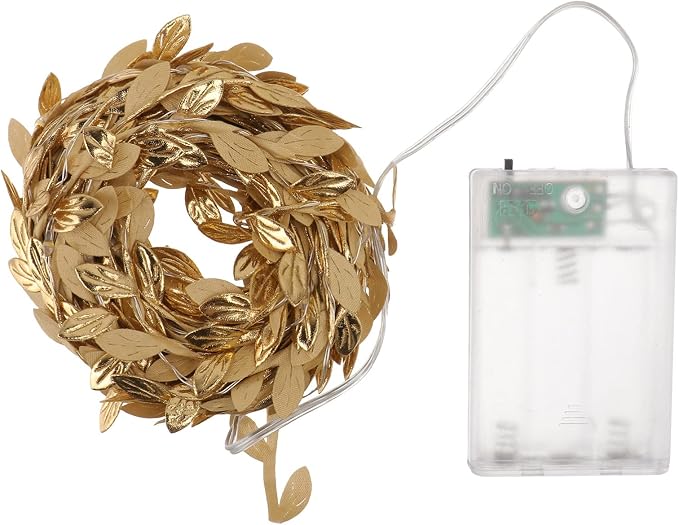 Uonlytech Gold Leaves String Light 100 LED Rattan Fairy Light Battery- Powered Copper Wire Light Window Curtain Haing Lamp for Indoor Outdoor Home Tree Garden Decor
