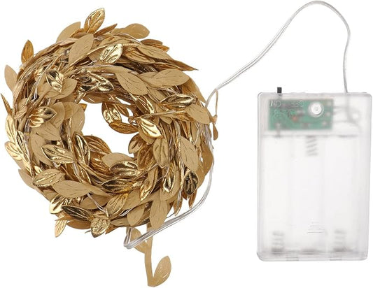 Uonlytech Gold Leaves String Light 100 LED Rattan Fairy Light Battery- Powered Copper Wire Light Window Curtain Haing Lamp for Indoor Outdoor Home Tree Garden Decor