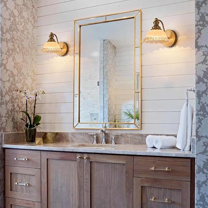 XIEDUN Vanity Light Brass Wall Sconces Vintage 1-Light Bathroom Sconces