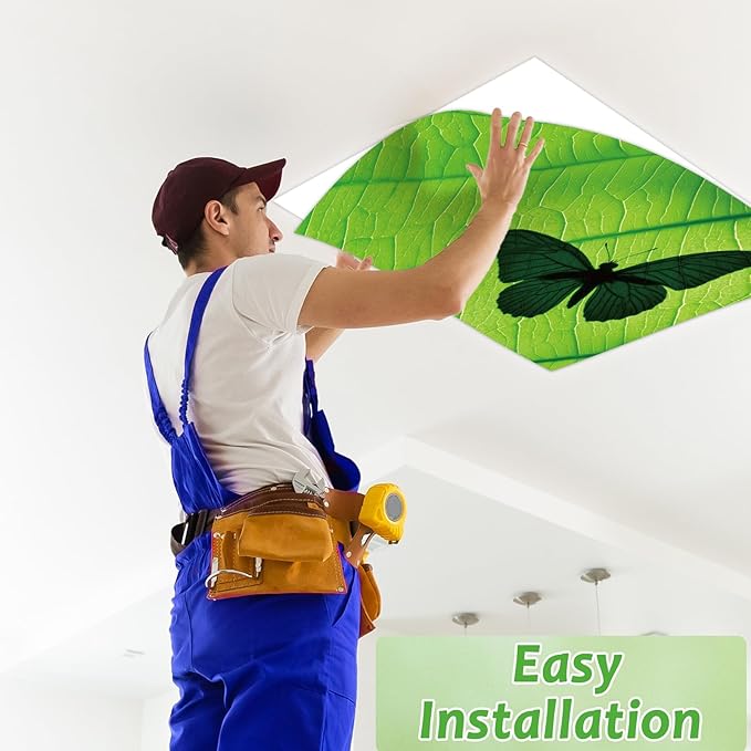 6 Pcs Fluorescent Light Covers with 60 Magnets Decorative for Classroom Ceiling Lights 4 x 2 Feet Magnetic Light Cover Filter Easy Install for Office Hospital Home Ceiling Supplies (Green Leaf Frog)