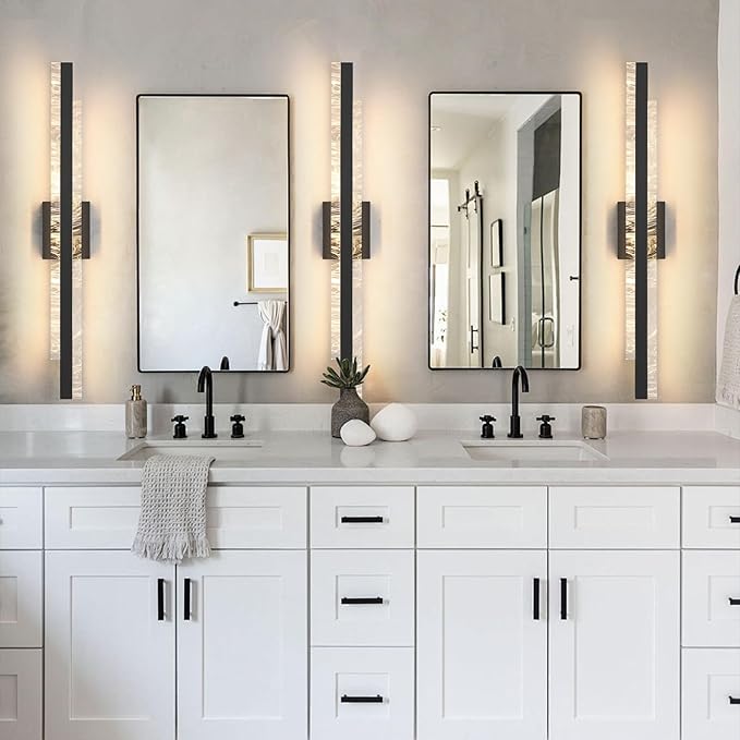 Modern Bathroom Vanity Light: Matte Black 32 inch 28W Dimmable LED Bath Bar Light Fixtures Over Mirror - Wall Sconce Picture Lights for Paintings Cabinets Bedroom 3000k