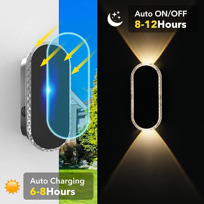 Herzila 6 Pack Solar Fence Lights Outdoor, RGBW Solar Wall Lights Waterproof Top and Bottom Lighting Solar Powered for Garden/Pool Cage/Patio/Wall (2 Installation Modes)