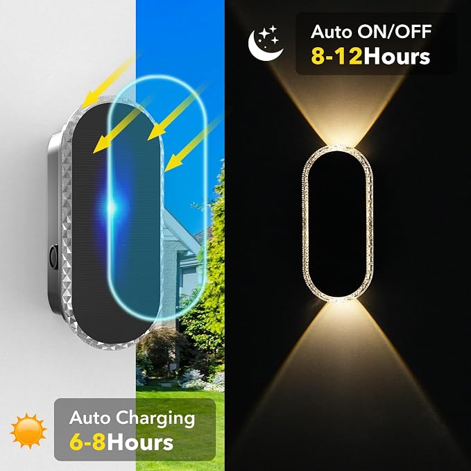 Herzila 4 Pack Solar Fence Lights, RGBW 7-Color Changing Waterproof Top and Bottom Lighting Wall for Landscape/Fence/Patio/Wall/Garden Christmas Solar Lights (2 Installation Modes)