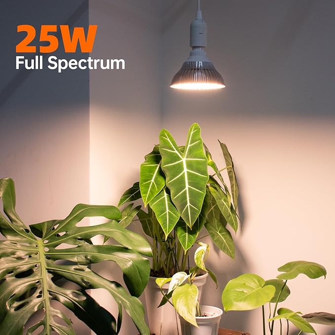 Bstrip Hanging Grow Light for Indoor Plant, 25W Full Spectrum Hanging Plant Light, 3000K LED Grow Light Bulbs with 16.4FT Power Cord, 1 Pack