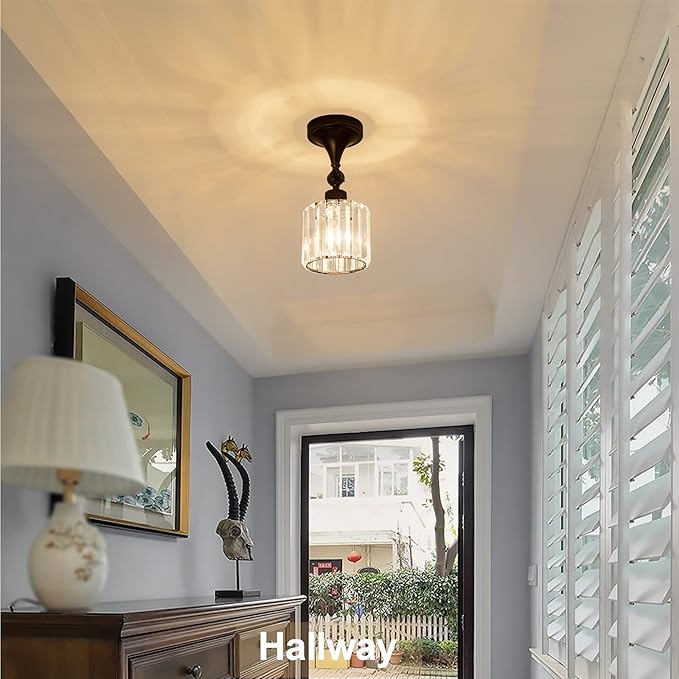 Flush Mount Ceiling Light Fixture Modern Black Entryway Light fixtures Farmhouse Lighting for Porch Hallway Kitchen Bedroom