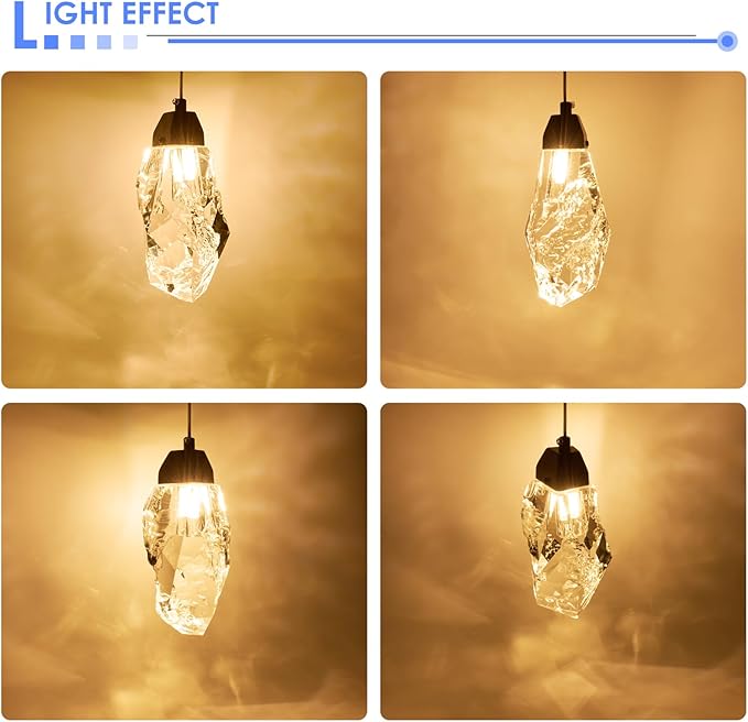 Black Crystal Pendant Light with Prism Crystals and LED Enhance Kitchen Island, Bathroom, Bedroom, and Bar Ambiance