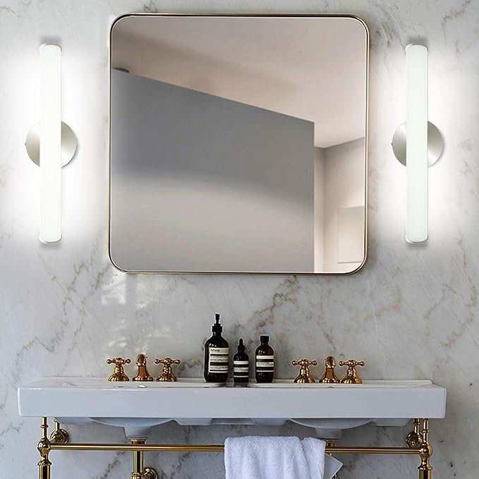 OOWOLF LED Vanity Light, 12W 17.3in Bathroom Vanity Lamp 1200LM Bathroom Lighting Fixture Wall Lamp Make-up Mirror Front Light, 4000K Natural White