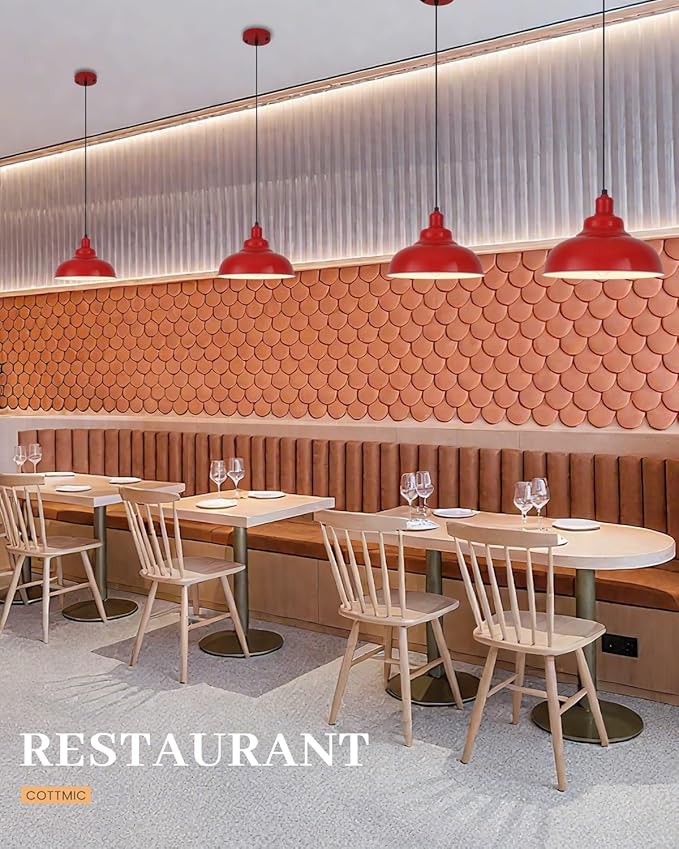 Red Farmhouse Pendant Lights, Modern Pendant Light, 11.4in Pendant Lights Kitchen Island, Adjustable Height, 2 Light Industrial Pendant Light Fixtures for Dining Room,Bedroom, Hallway
