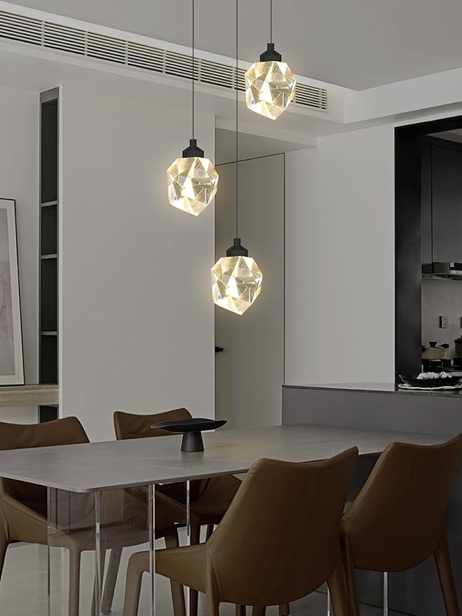 Black Pendant Light Dimmable LED 3-Light Modern Pendant Light Kitchen Island Dining Room Bar