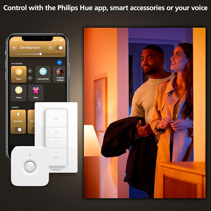 Philips Hue Datura Smart Ceiling Panel (Large Round 2.49 in x 22.60 in) White & Color Light, Bluetooth Compatible, Voice Control with Alexa, Apple Home & Google Assistant