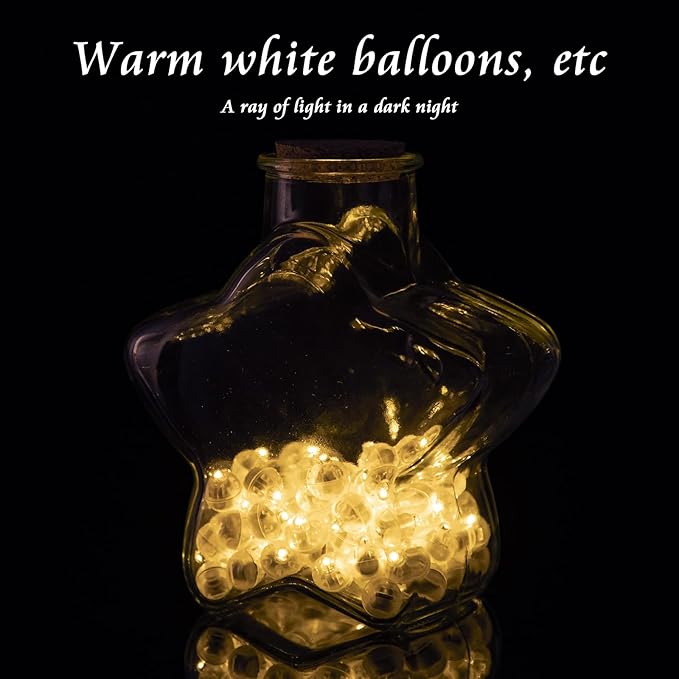 200pcs Balloon Lights Warm White Mini LED Lights Round Long Standby Time Multicolor Ball Lamps Paper Lantern for Easter Birthday Party Christmas Halloween Decoration