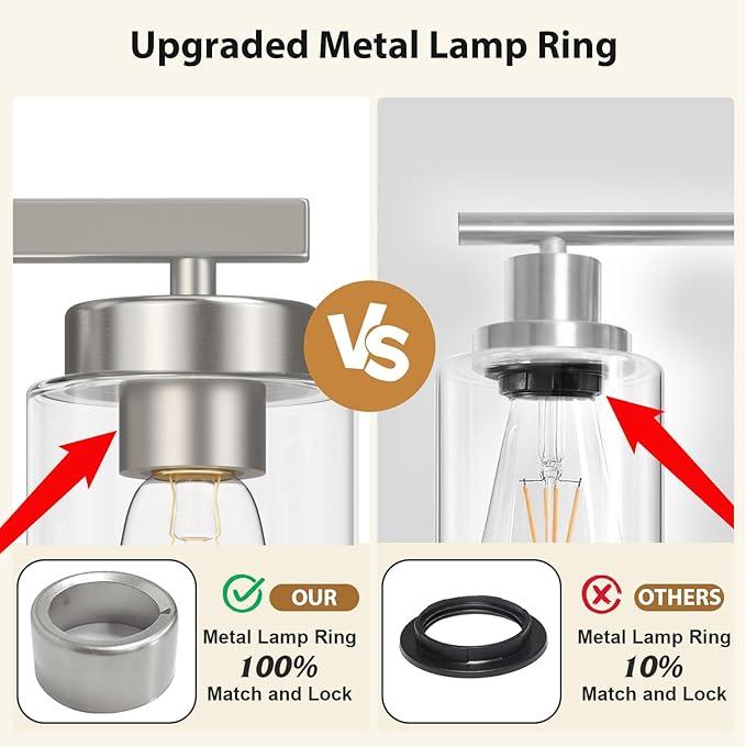 IZORRO Modern Bathroom Light Fixtures, 5 Light Brushed Nickel Vanity Lights, Bathroom Lighting Fixtures Over Mirror with Clear Glass for Living Room Cabinet Bedroom