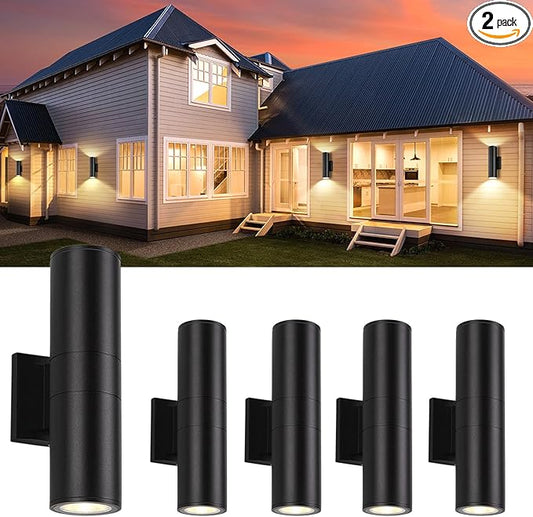 4Pack 14inch LED Square Up & Down Wall Lights,14W Outdoor Wall Light 4000K Day White Aluminum Body Waterproof IP65 LED Exterior Light Fixtures Wall Mount for House Patio Garage Garden.