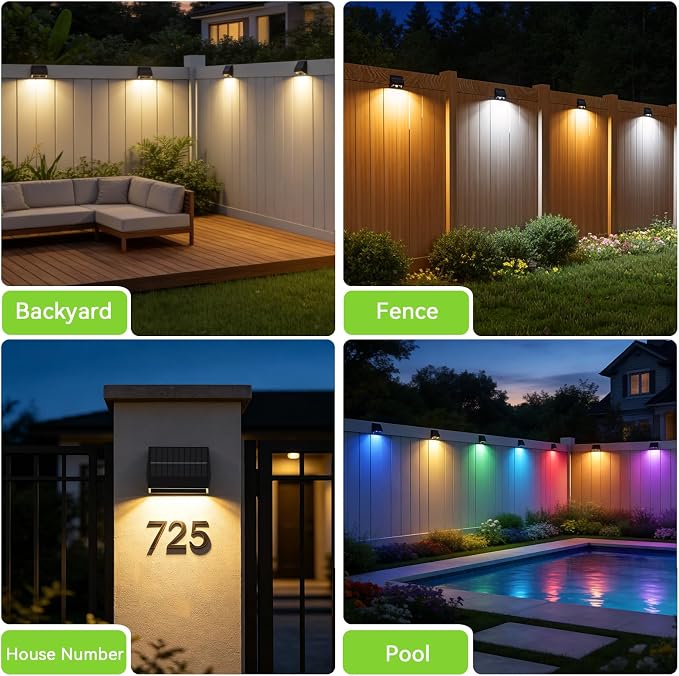 ZCXLIGHT Solar Fence Lights Outdoor with Remote, 12Modes &12PACK Solar Wall Lights, Ultra Bright & IP65 Waterproof Security Lamp for Garden, Deck, Patio, Yard, Pathway, Stairs Decoration