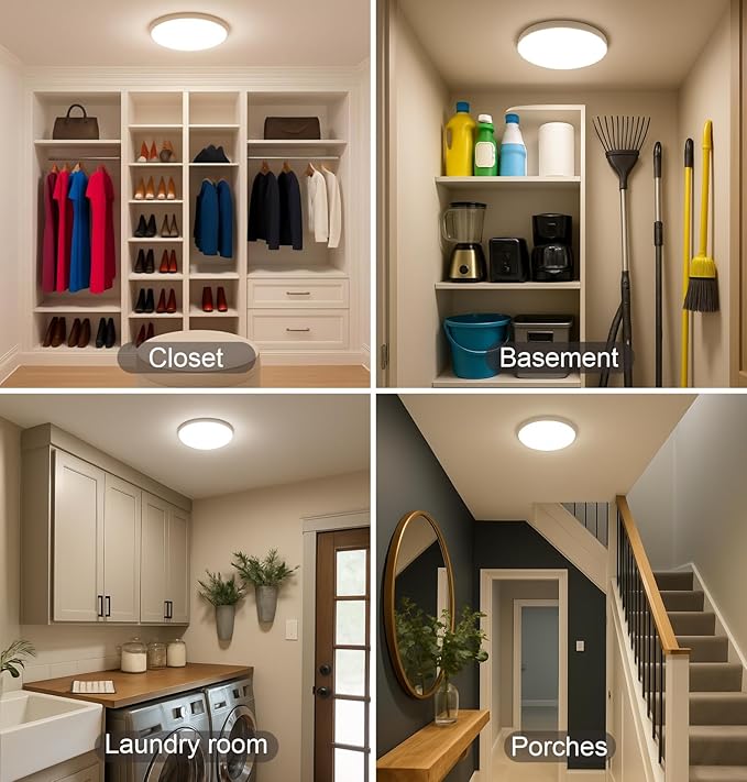 Leetdud Motion Sensor Ceiling Light Indoor Wired, 9 Inch 18W, 5 CCT 2700/3000/3500/4000/5000K, 3 Brightness Settable, 1550LM Flush Mount LED Closet Lights for Stairs Hallway Laundry Porch, White