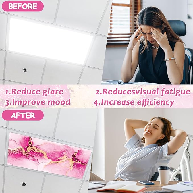 6 Pcs Fluorescent Light Covers with 60 Magnets Decorative for Classroom Ceiling Lights 4 x 2 Feet Magnetic Light Covers Filter Easy Install for Office Hospital & Home Drop Ceiling Supplies (Fluid Art)