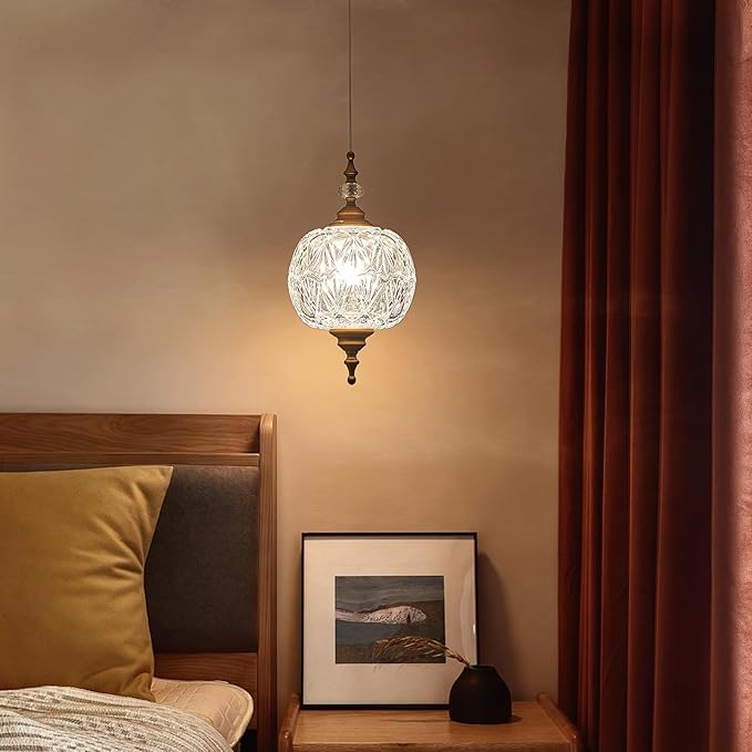 Plug in Pendant Light Fixtures Brass Vintage Pendant Lights Ceiling Pendant Fixtures for Bedroom Living Room Dining Room Kitchen Island