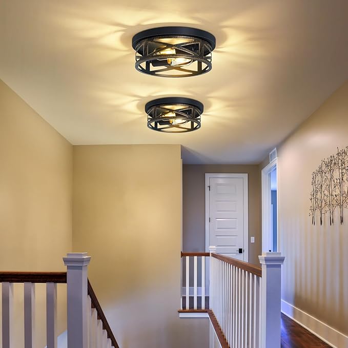 ZHU YAN Farmhouse Light Fixtures,2 Pack Flush Mount Ceiling Light,Light Fixtures Ceiling Mount for Hallway Kitchen Entryway Bedroom E26 Base