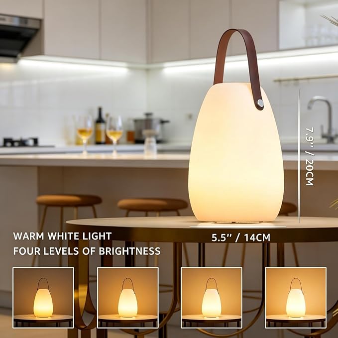 uuffoo Rechargeable Portable Table Lamp, Cordless RGB Lantern with Remote, Decorative LED Night Light, IP44 Waterproof Indoor Outdoor Lamp for Bedroom Patio Garden Wedding Party