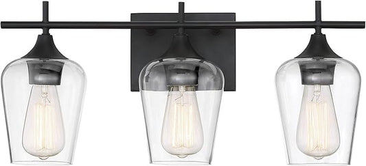 Savoy House 8-4030-3-13 Octave Bohemian Clear Glass Bathroom Vanity Wall Light, 3-Light 180 Total Watts, 10" H x 21" W, English Bronze
