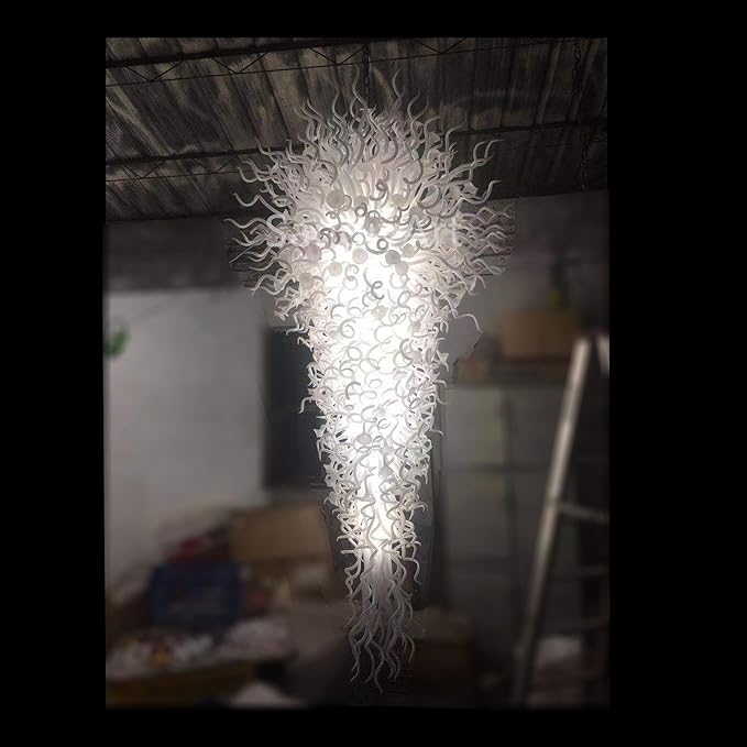 Clear Hand Blown Glass Art Chandelier Ceiling Lights Hanging Staircase Chandeliers Light Fixture for Bedroom,Living Room,Dining Room Dia 40"