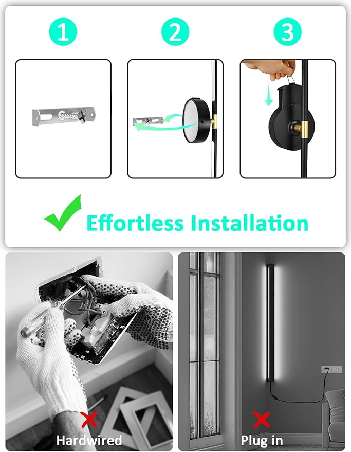 Battery Operated Wall Sconces Set of 2: 10000mAh Rechargeable Wall Lights for Living Room, Dimmable LED Wireless Wall Lamp 360° Rotate Modern Home Decor for Bedroom Hallway Picture Lighting Bathroom