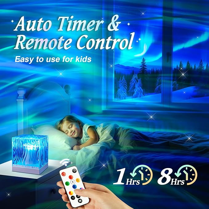 Northern Lights Projector White Noise Sound Machine for Sleep, 18-Color 15 White Noise Machine for Sleeping, Bluetooth Aurora Light Projector for Bedroom Aurora Projector,Shower Light Ambient Lighting