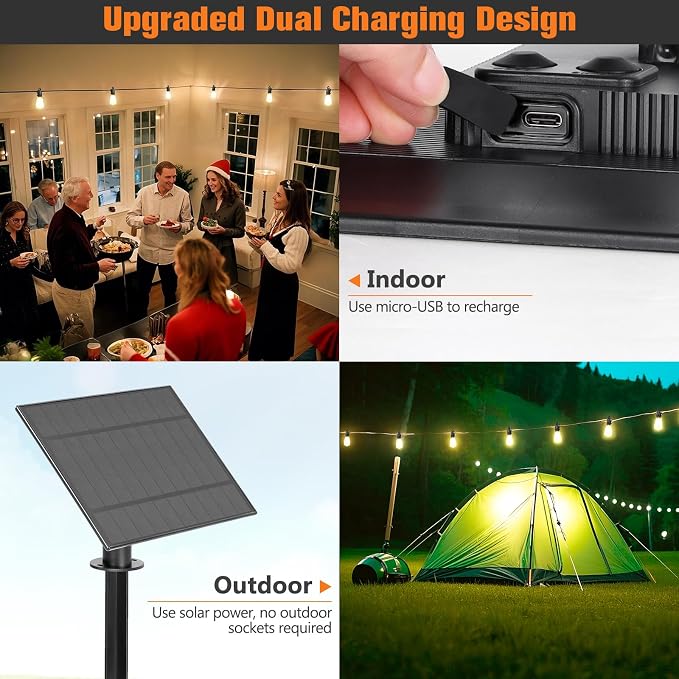 100FT Solar String Lights ourdoor Waterproof,Patio Lights Solar Powered with Remote,ST38 32 Vintage Edison Bulbs,Solar lights Outdoor Waterproof, Outside powered Hanging Lights for patio furniture set