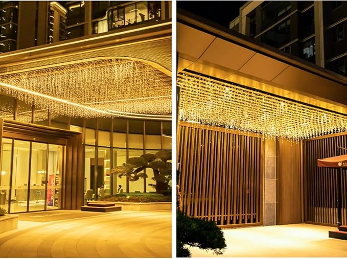 GTSYDING LED Window Curtain String Lights, GYDING Christmas Lcicle Lights 4M/13Ft 96 LED Starry Fairy String Lights Plug in 8 Modes for Wedding Party Bedroom Garden Patio Outdoor Indo (Warm White, 4)