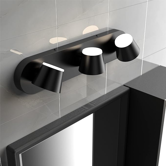 URSOLA 3 Light Bathroom Vanity Light, LED Black Vanity Light Fixtures, Up and Down Rotatable Dimmable, 20 inch Bathroom Lighting Fixtures Over Mirror