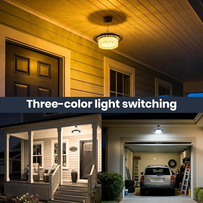 Solar Shed Light Indoor Outdoor, Upgrade Pendant Light 244 LED Three Colors 360° Lighting with Motion Sensor, Waterproof Solar Lights with 3 Modes, Remote & Timer for Shed Gazebo Garage Barn