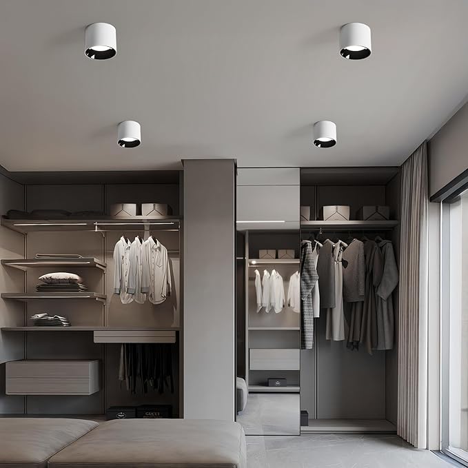 Flush Mount LED Ceiling Light Fixture, 20W Dimmable & 3000K/4000K/6000K Adjustable Ceiling Lights, Modern Close to Ceiling Lamps for Closet Hallway Kitchen Entryway Living Room, 4.7Inch, White, 3 Pack