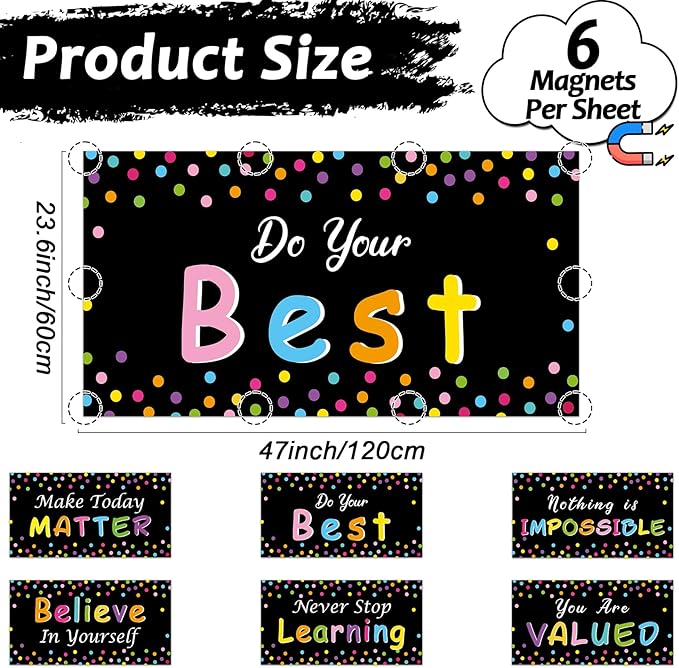 6 Pcs Fluorescent Light Covers with 60 Magnets Decorative for Classroom Ceiling Light 4 x 2 Ft Magnetic Light Cover Filter Easy Install for Office Hospitals Home Drop Ceiling Supplies (Black Confetti)