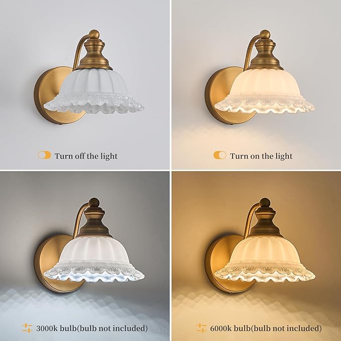 XIEDUN Vanity Light Brass Wall Sconces Vintage Bathroom Sconces