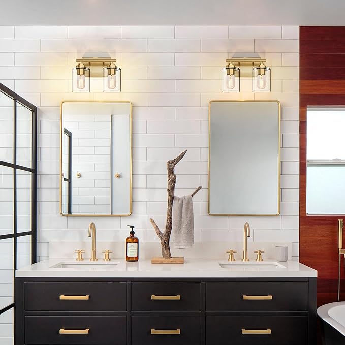 SKEJAO Bathroom Vanity Light Over Mirror,Bathroom Light Fixture Wall Sconce Lighting for Bedroom,Living Room (Gold, 2-Light)