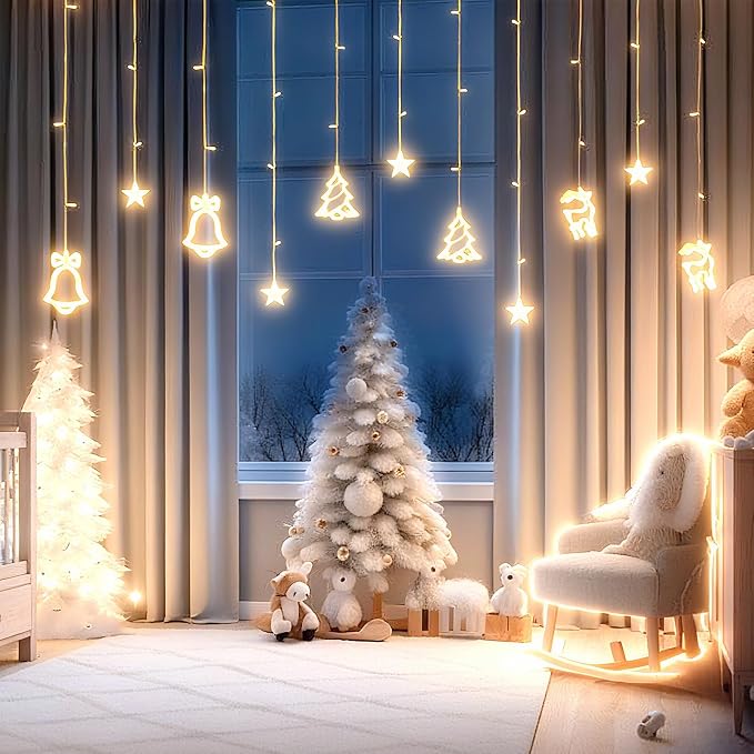 Curtain String Light Decorations 11.48FT Connectable Warm White Hanging Home Lamp USB Powered Fairy Light Indoor/Outdoor for Family Party Decor