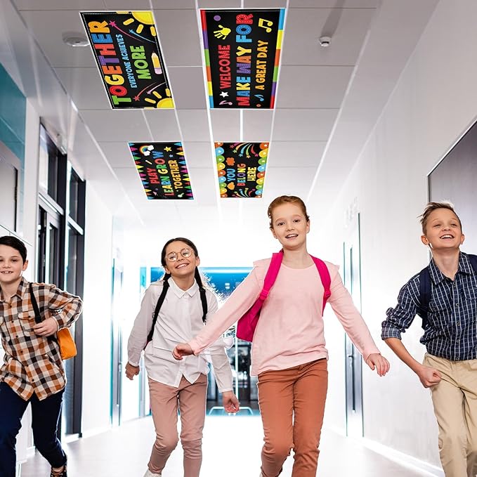 8 Pcs Fluorescent Light Covers with 80 Magnets Decorative for Classroom Ceiling Lights 4 x 2 Feet Magnetic Light Cover Filter Easy Install for Office Hospitals Drop Home Ceiling Supplies (Colorful)