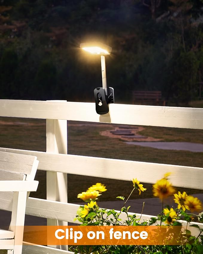 Clip On Solar Lights Outdoor, Motion Sensor Outdoor Lights, 92 LEDs 600LM Solar Fence Lights Outdoor Waterproof,Security Lights for Fence, Deck, Gutter (2, Clamp/Black/3000K)
