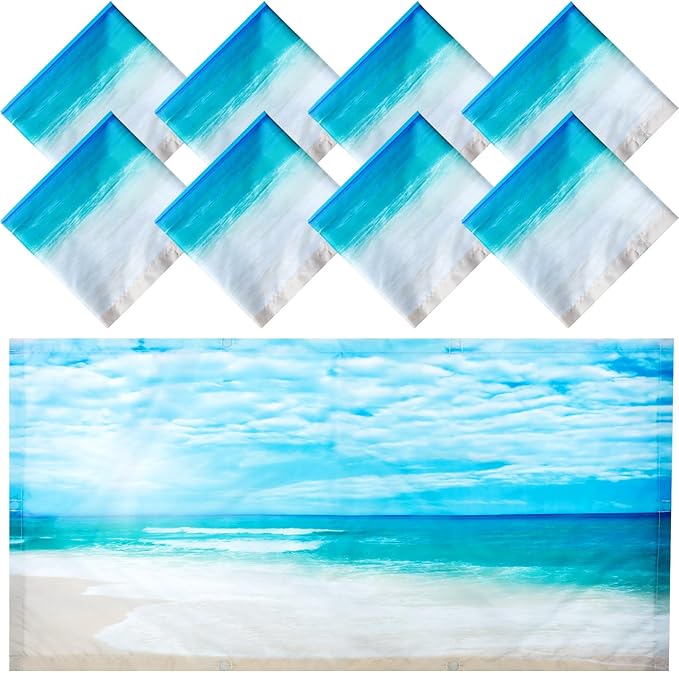 Patelai 8 Pack Fluorescent Light Covers for Classroom Ceiling 4 x 2 Feet Magnetic Light Covers Filter for Office School Drop Ceiling Supplies(Beach in Sunny Day)