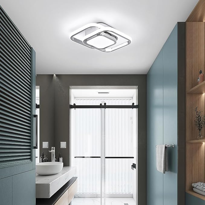 2 Packs Modern Led Ceiling Light Acrylic Square Small Ceiling Lamp Cool White 6000K Hallway Lighting Fixtures for Bedroom Kitchen Living Room Study Hallway Small Asile Lamp Corridor Lights (Chrome)