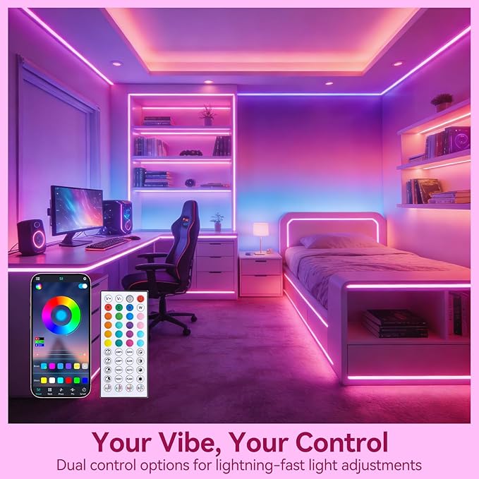 LED Neon Lights, 32.8FT RGB Neon Rope Lights App Control,IR Remote,Music Sync,IP67 Waterproof,Flexible DIY Design for Bedroom,Living Room,Gaming Room,Party,Outdoor,Christmas Decor