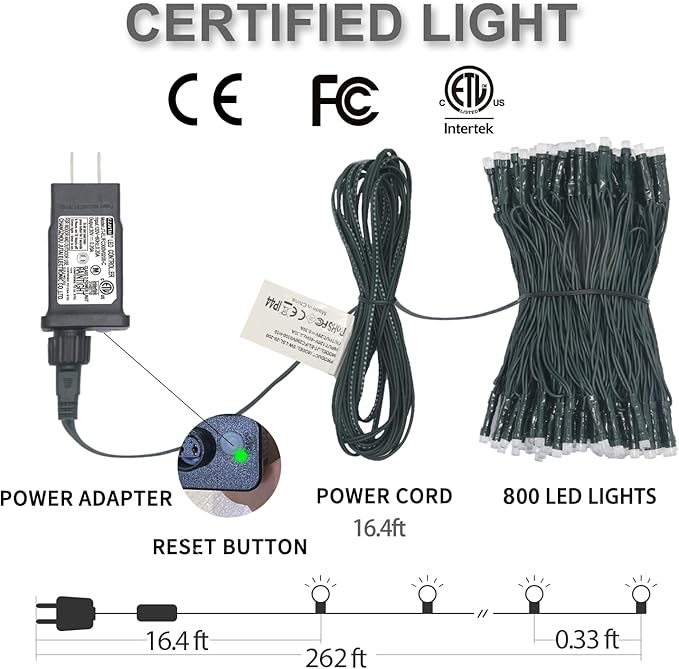 Smart Multicolor Changing Christmas Lights, 262ft 800 RGB LEDs WiFi App Control Fairy Light RGB Dimmable Christmas Tree Lights Compatible with Alexa,IP65 Waterproof(2.4GHz)