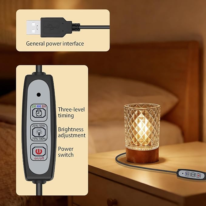 Night Light Bedside Lamp Touch and Dimmable Tabletop Brightness Adjustable for Adults, in Bed at Night Put on Table, Headboard, Dorm,Bedroom (Diamond Pattern)