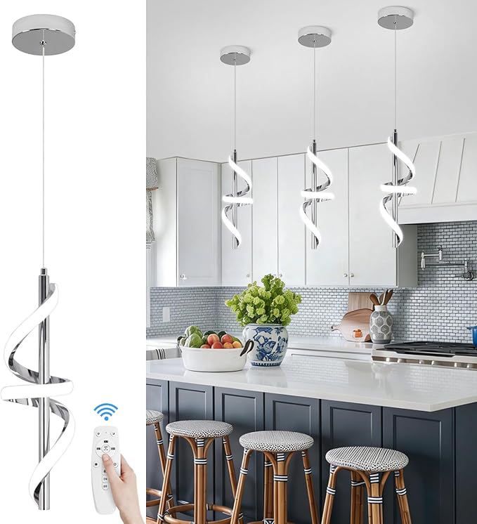 CANEOE Modern LED Pendant Light for Kitchen Island, 3000K-6000K Dimmable Kitchen Island Pendant Lighting for Dining Room Living Room Bedroom Hanging Light Fixtures,1 Pack