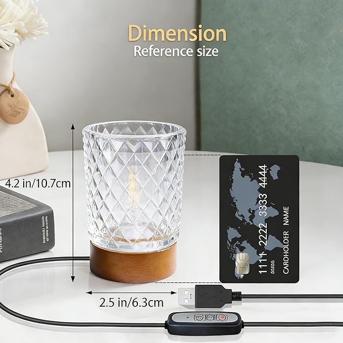Night Light Bedside Lamp Touch and Dimmable Tabletop Brightness Adjustable for Adults, in Bed at Night Put on Table, Headboard, Dorm,Bedroom (Diamond Pattern)