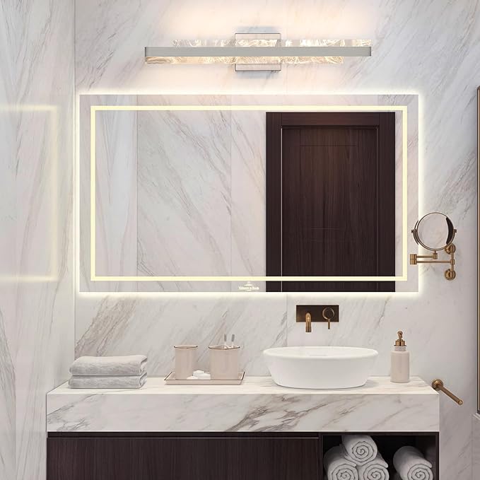 Modern Bathroom Vanity Light: Brushed Nickel 27 inch 28W Dimmable LED Bath Bar Light Fixtures Over Mirror - Wall Sconce Picture Lights for Powder Room Bedroom 3000k