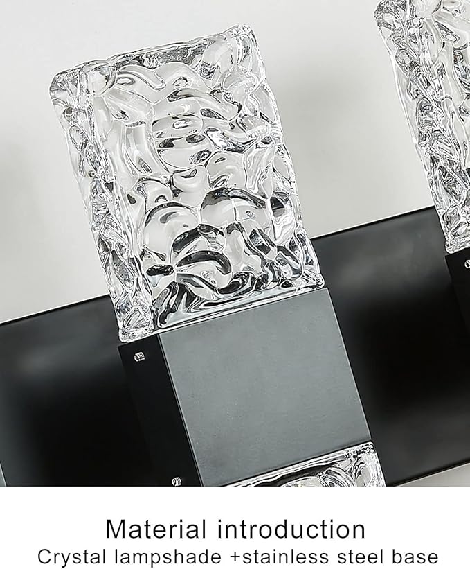 Black Bathroom Light Fixtures Crystal Bathroom Vanity 4 Light Over Mirror Modern LED Wall Light ，6000K Cool Light，40 Watts
