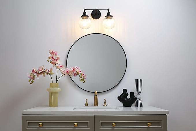 PERMO 2 Lights Sconce Industrial Wall Sconce Lighting with Ribbed Globe Glass Lampshade Vintage Double Sconce Hardwired Wall Sconce with Switch