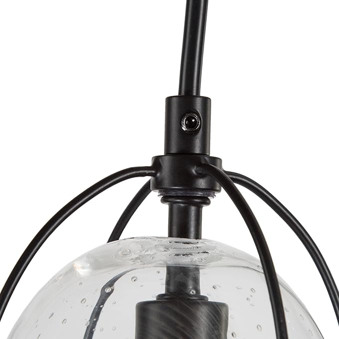 KSANA Modern Black Pendant Light, Farmhouse Pendant Lighting Fixture with Seeded Glass Shade for Kitchen Island, Dining Room, Living Room, Entryway, Stairway and Hallway